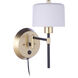 Wentworth 1 Light 7 inch Flat Black and Sunset Gold Plug-in Wall Sconce Wall Light