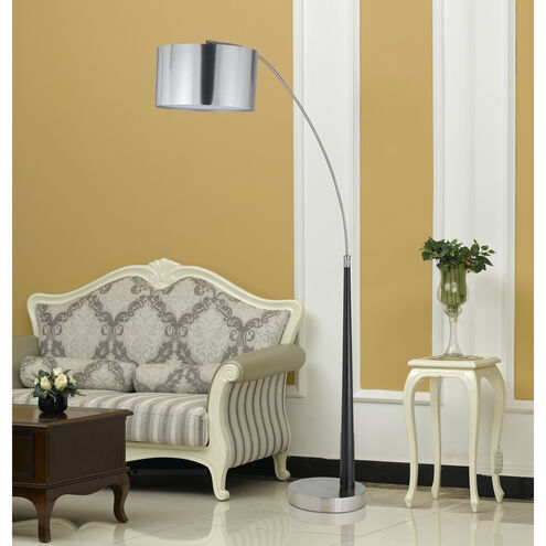 Signature 92 inch 150 watt Brushed Steel and Faux Wood Arc Floor Lamp Portable Light 