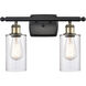 Ballston Clymer LED 16 inch Black Antique Brass Bath Vanity Light Wall Light in Clear Glass, Ballston