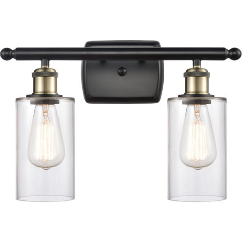 Ballston Clymer LED 16 inch Black Antique Brass Bath Vanity Light Wall Light in Clear Glass, Ballston