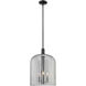 Bridal Veil 3 Light 12 inch Matte Black Mini Pendant Ceiling Light in Light Smoke Glass