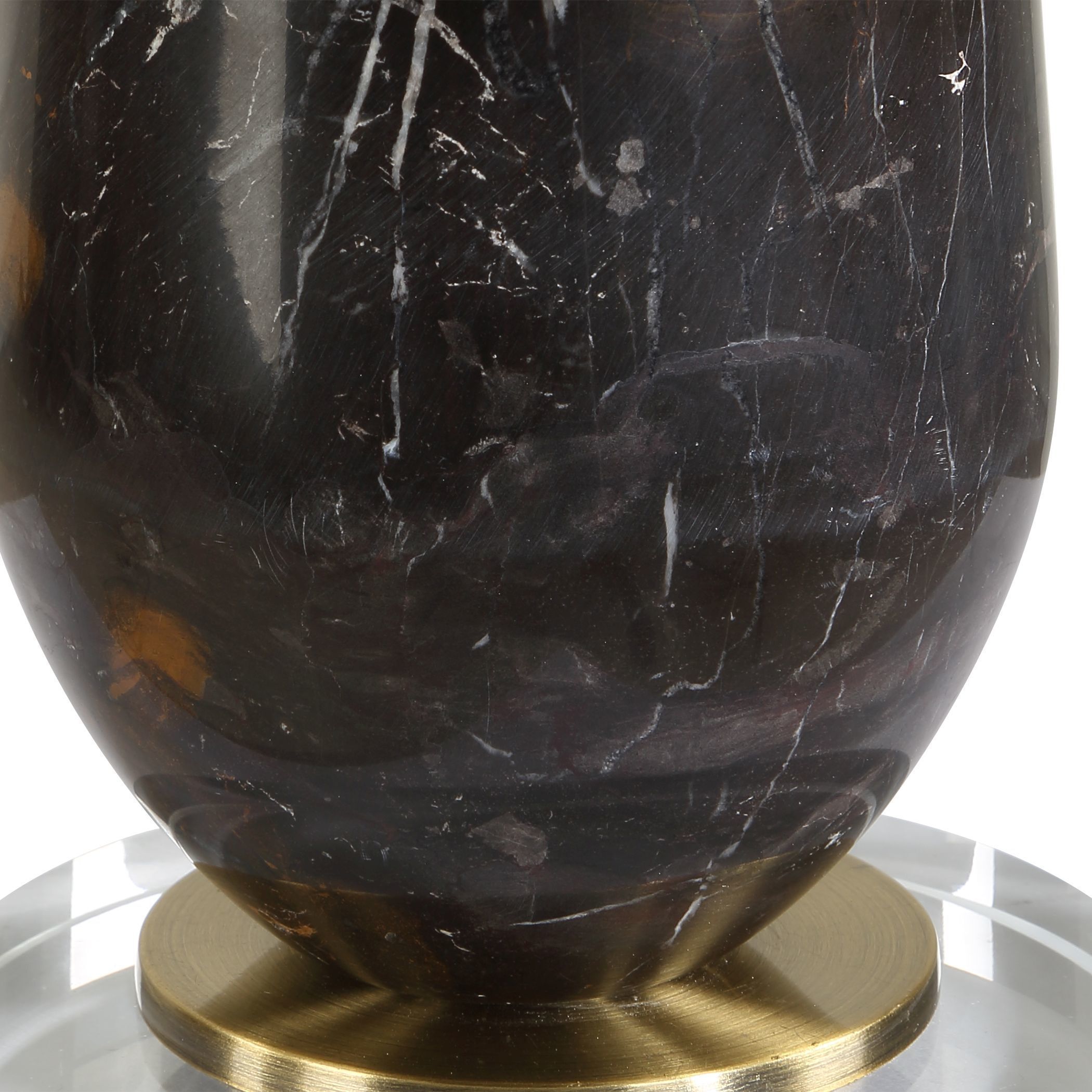 Dames 26.75 inch 150 watt Dark Marble and Crystal with Antique Brass Table Lamp Portable Light
