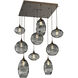 Misto 9 Light 30.6 inch Flat Bronze Chandelier Ceiling Light in Misto Smoke, Square Multi-Port