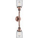 Franklin Restoration Small Bell LED 16 inch Antique Copper Bath Vanity Light Wall Light in Clear Glass, Franklin Restoration