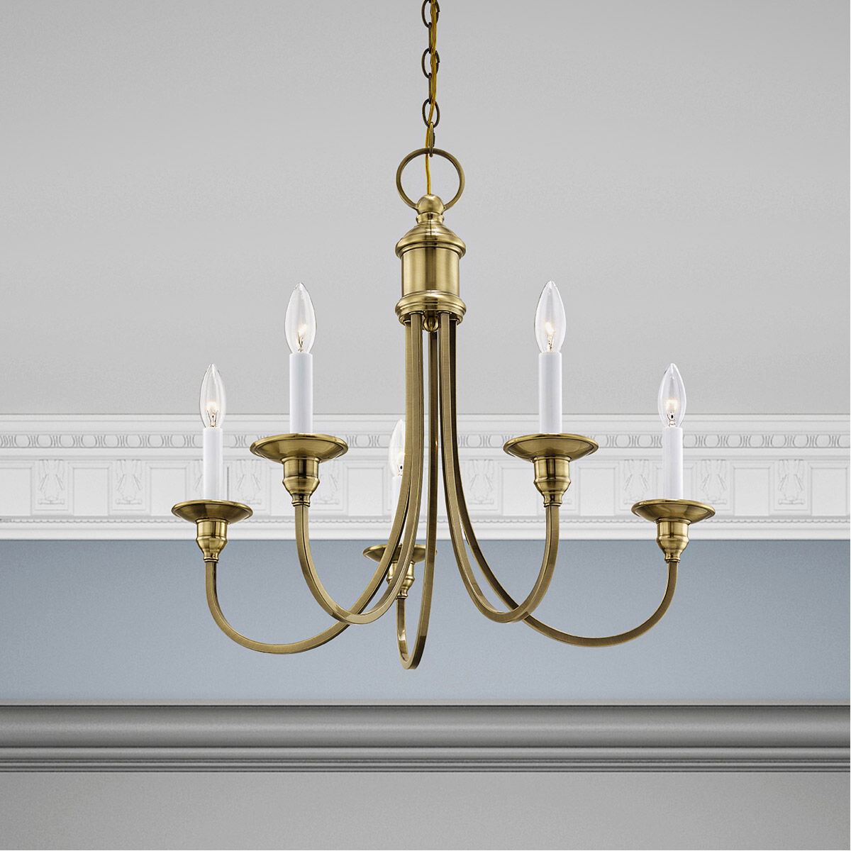 Cranford 5 Light 24 inch Antique Brass Chandelier Ceiling Light