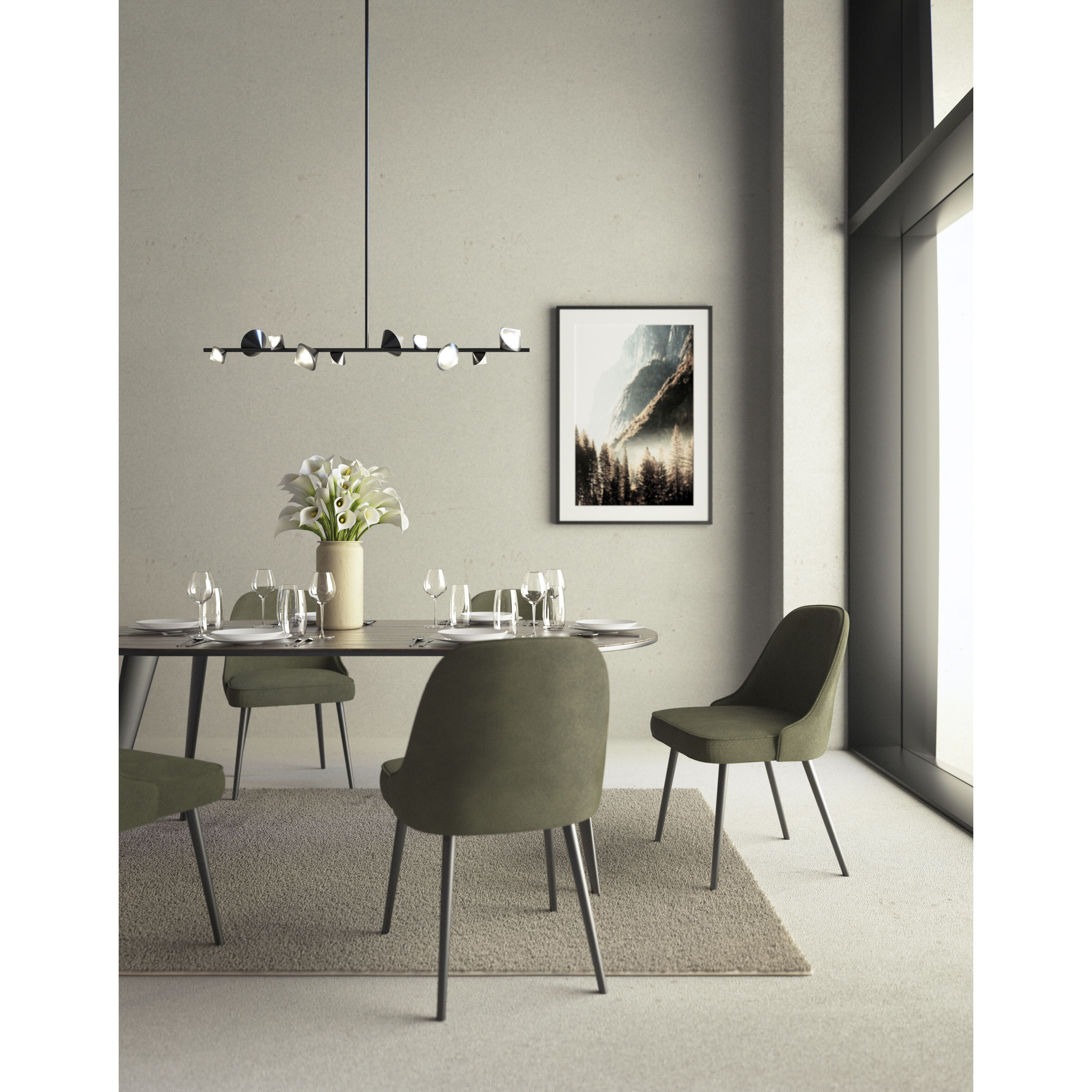 Geode LED 51.25 inch Black Linear Pendant Ceiling Light