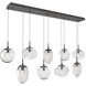 Cosmos LED LED Graphite Linear Pendant Ceiling Light in 3000K LED, Zircon Inner - Clear Outer, Multi-Port