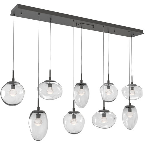 Cosmos LED LED Graphite Linear Pendant Ceiling Light in 3000K LED, Zircon Inner - Clear Outer, Multi-Port