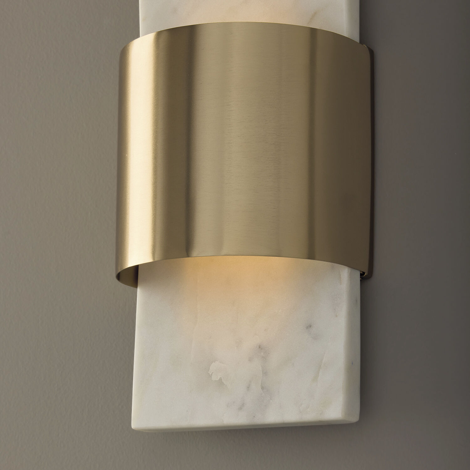 Sidney LED 6.25 inch White Marble and Matte Brass Sconce Wall Light