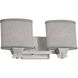 Textile 2 Light 16 inch Brushed Nickel Bath Bar Wall Light in Oval, Incandescent, Gray, Oval