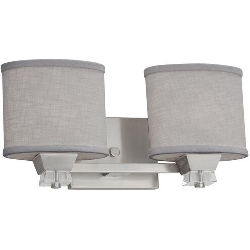 Textile 2 Light 16 inch Brushed Nickel Bath Bar Wall Light in Oval, Incandescent, Gray, Oval
