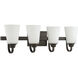 Neighborhood Grace 4 Light 27.5 inch Espresso Vanity Light Wall Light in White Frosted Glass, Jeremiah