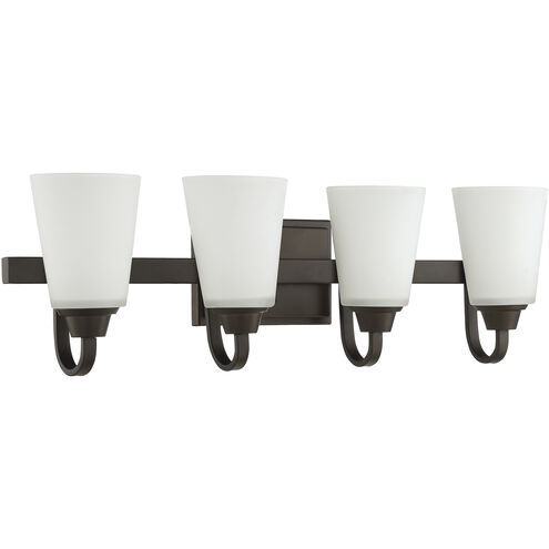 Neighborhood Grace 4 Light 27.5 inch Espresso Vanity Light Wall Light in White Frosted Glass, Jeremiah