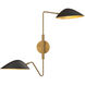 Alora Mood Oscar 2 Light 8 inch Aged Gold and Matte Black Bath Vanity Light Wall Light