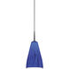 Zara LED 4.4 inch Matte Chrome Small Pendant Ceiling Light in Blue Glass