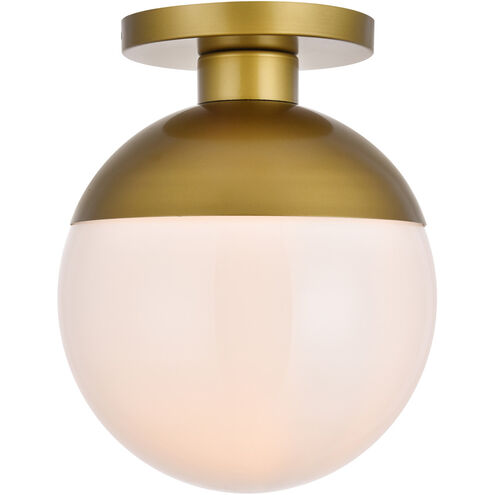 Eclipse 1 Light 12 inch Brass Flush Mount Ceiling Light