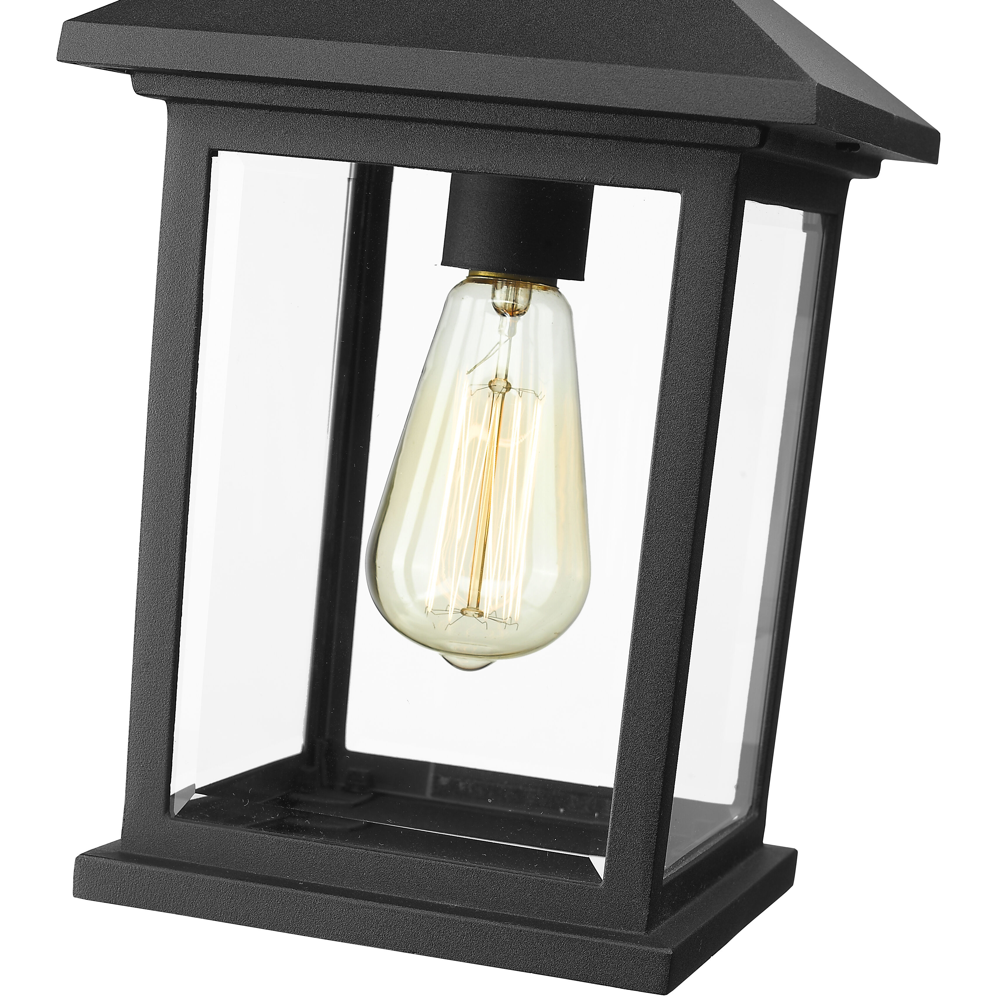 Portland 1 Light 8 inch Black Outdoor Chain Mount Ceiling Fixture in Clear Beveled Glass, 5.07