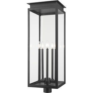 Nova 5 Light 35 inch Black Outdoor Post Mount Fixture in Clear Glass