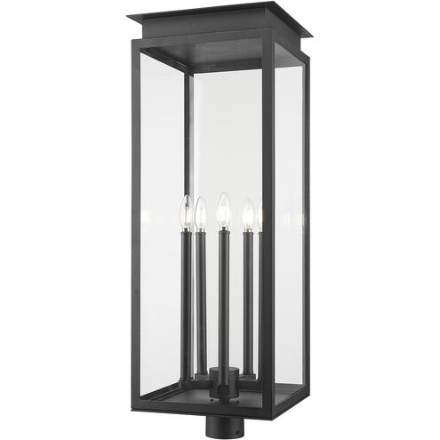 Nova 5 Light 35 inch Black Outdoor Post Mount Fixture in Clear Glass