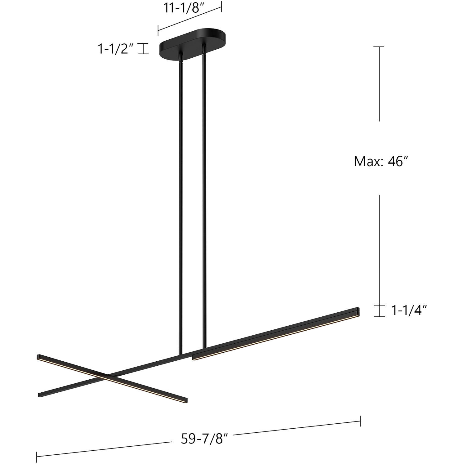 Shift LED 59.88 inch Black/Brushed Gold Linear Pendant Ceiling Light in Black and Brushed Gold