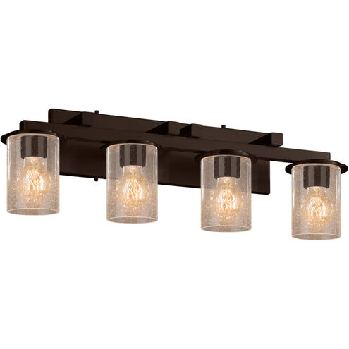 Fusion 4 Light 29 inch Dark Bronze Bath Bar Wall Light in Incandescent, Seeded Fusion