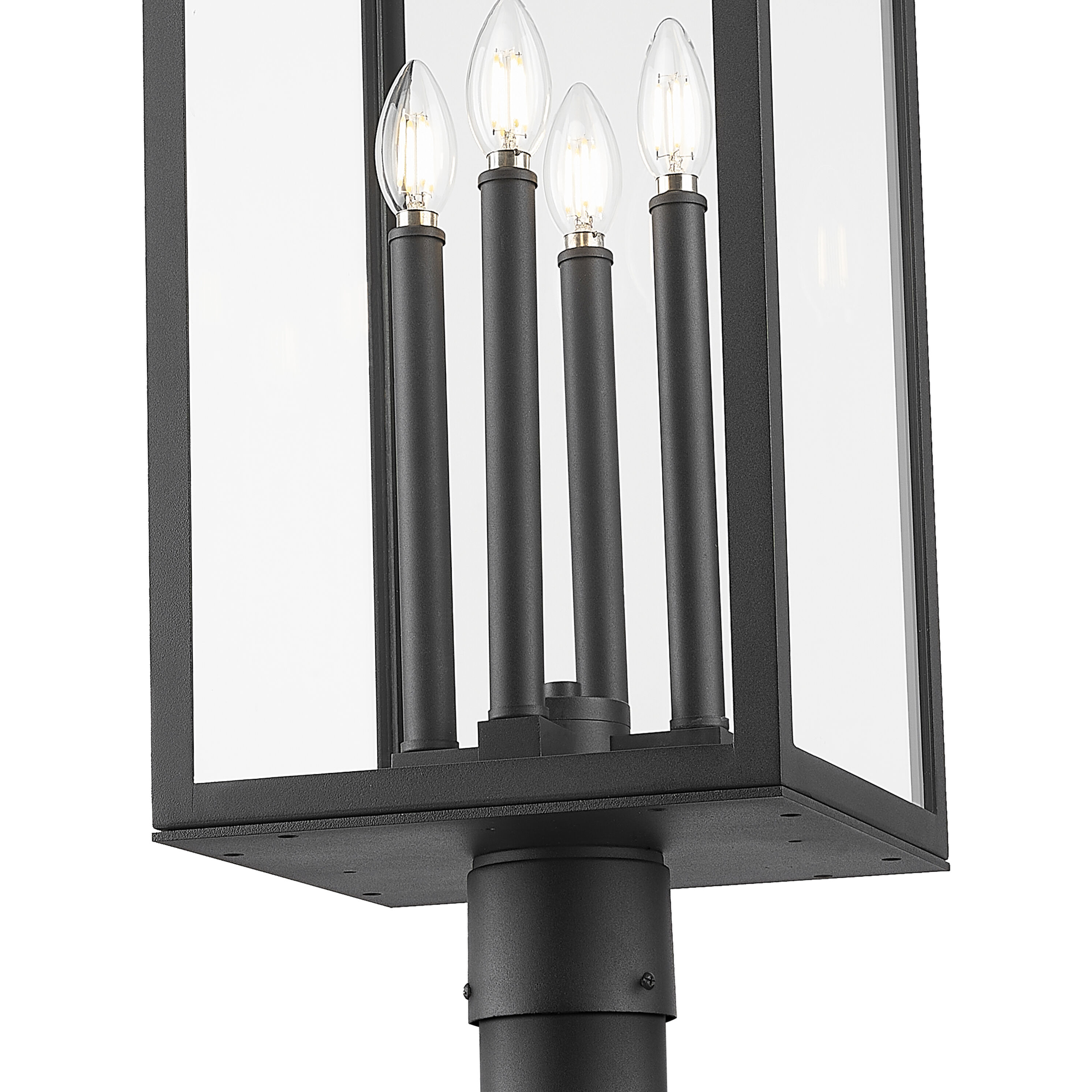 Nova 4 Light 109.5 inch Black Outdoor Post Mounted Fixture in Clear Glass