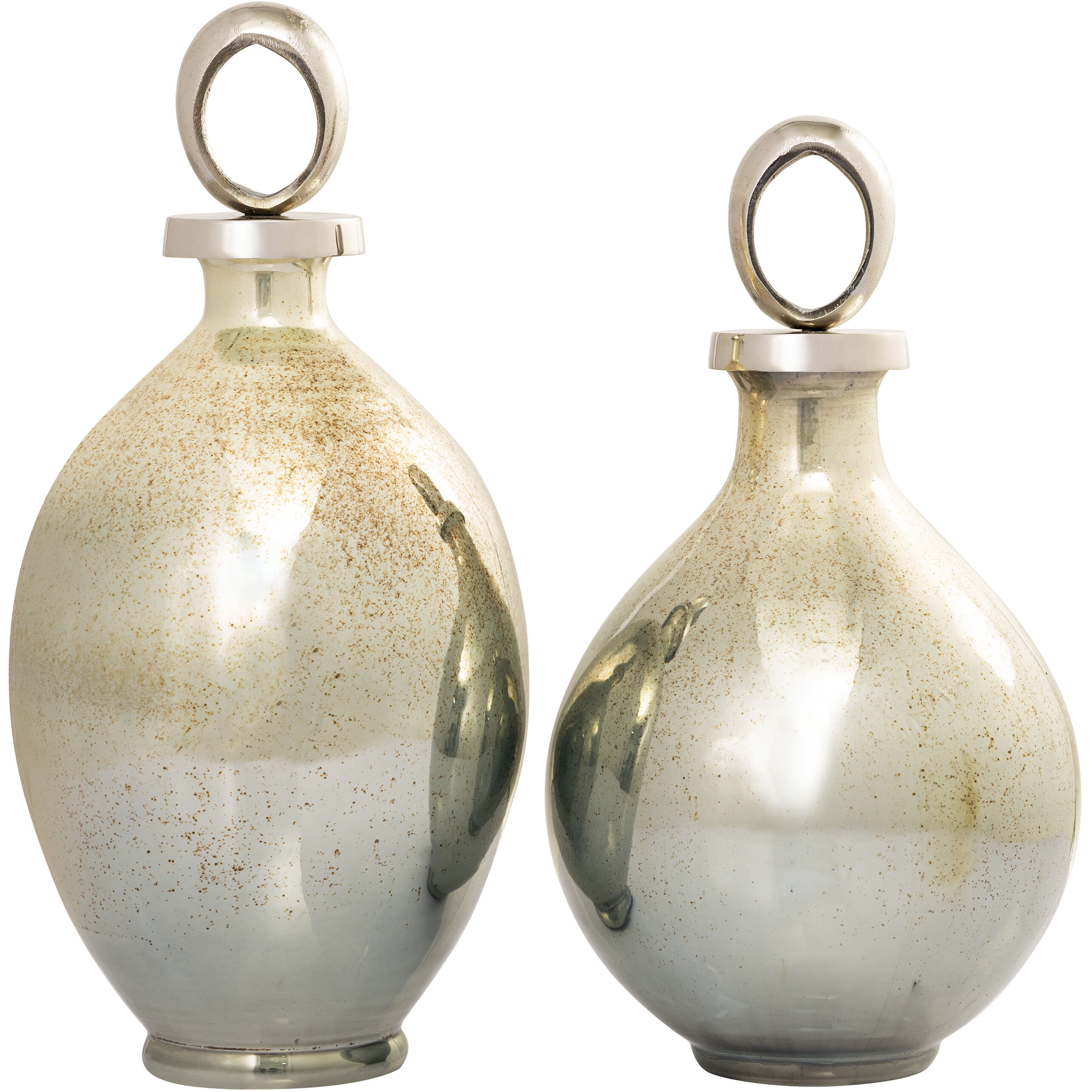 Opal Ring German Silver with Light Green and Nickel Bottle