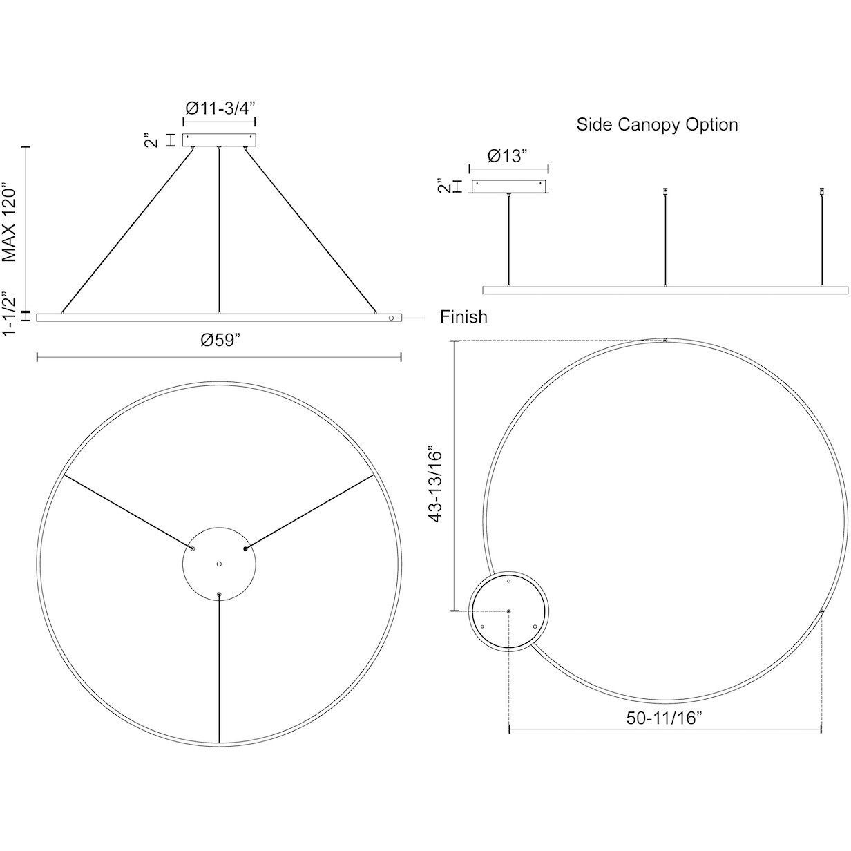 Cerchio LED 59 inch Brushed Gold Pendant Ceiling Light