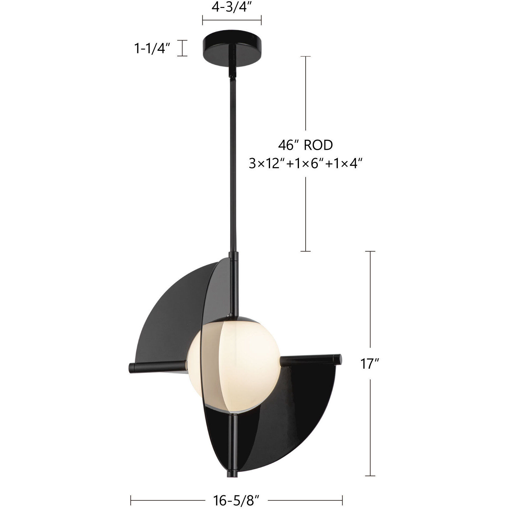 Scorpio Pendant Ceiling Light in Glossy Black