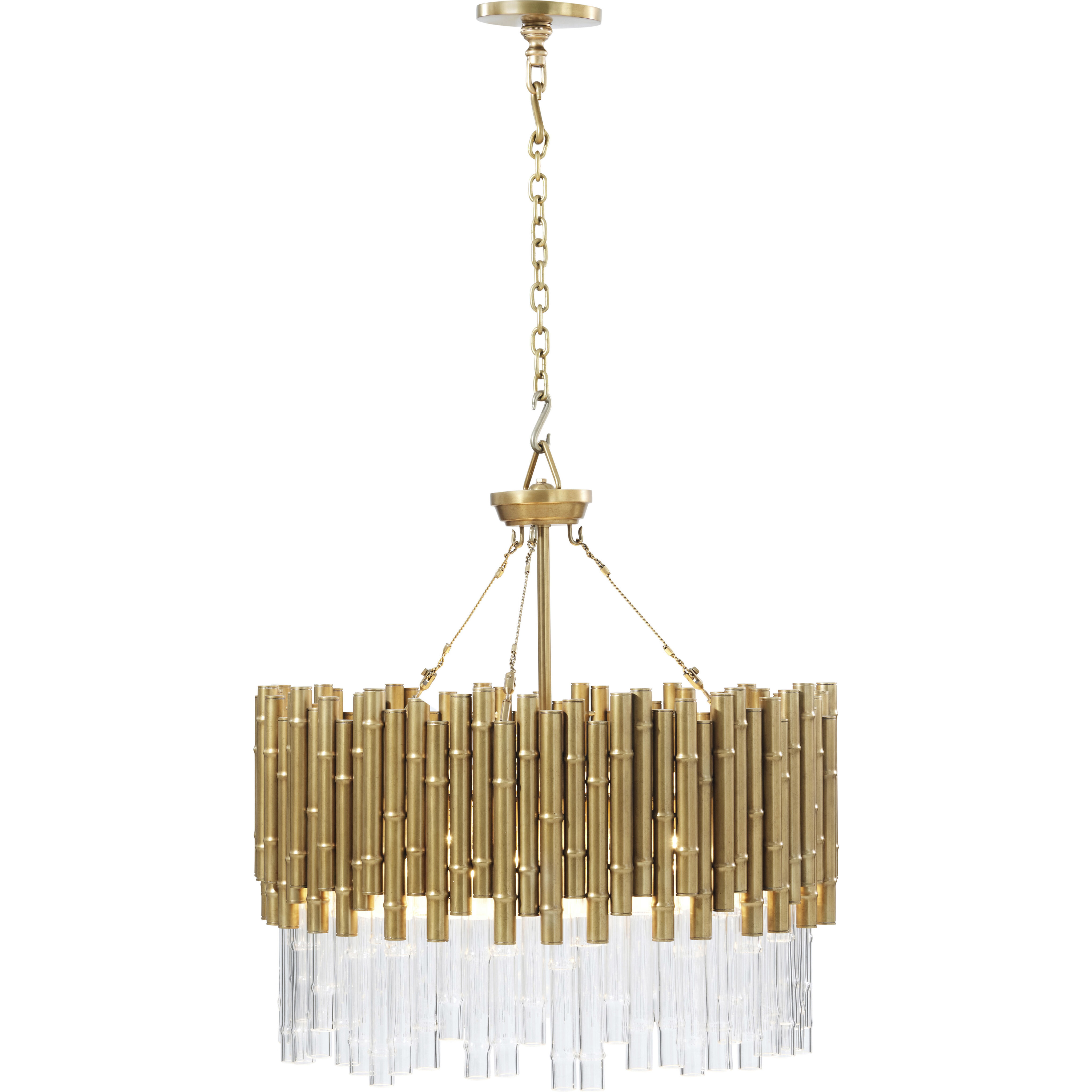 Kesden 27.75 inch Brass Bamboo Chandelier Ceiling Light, Round, TA Illuminations