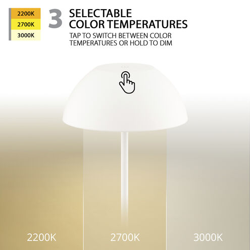 Channing 11 inch 2 watt White Rechargeable Table Lamp Portable Light