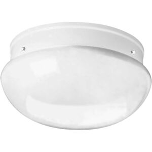 Fitter 2 Light 12 inch White Flush Mount Ceiling Light in White Glass, Standard