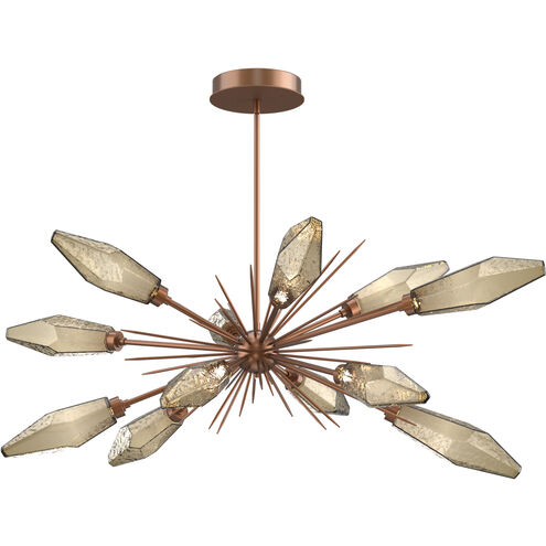 Rock Crystal LED 53.4 inch Burnished Bronze Linear Pendant Ceiling Light in Chilled Bronze, 2700K LED, Oval Starburst