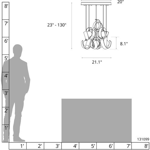 Riza 9 Light 21.1 inch Ink Pendant Ceiling Light