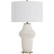 Elara 26.75 inch Ivory Ceramic and Feather White Linen Table Lamp Portable Light