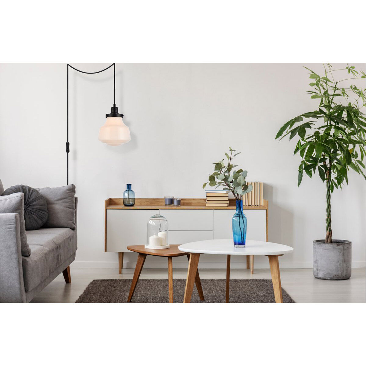 Lye 1 Light 8 inch Black and Frosted White Pendant Ceiling Light