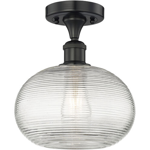 Edison Ithaca 1 Light 10 inch Matte Black Semi-Flush Mount Ceiling Light