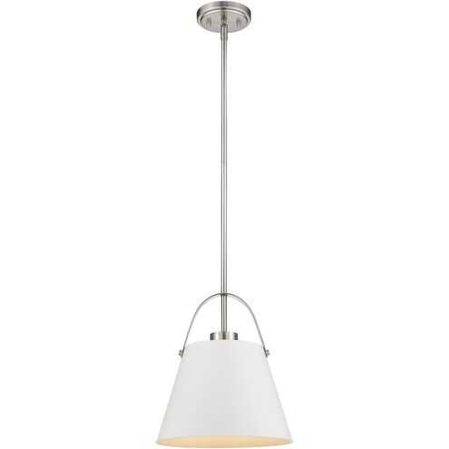 Z-Studio 1 Light 12.5 inch Matte White and Brushed Nickel Pendant Ceiling Light