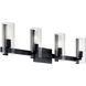 Jemsa 4 Light 32 inch Black Bath Bracket Wall Light, 4 Arm