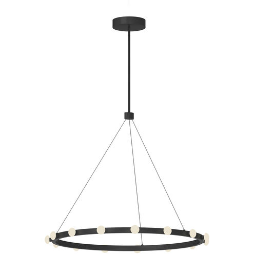 Rezz LED 27.63 inch Black Pendant Ceiling Light in Opal Glass