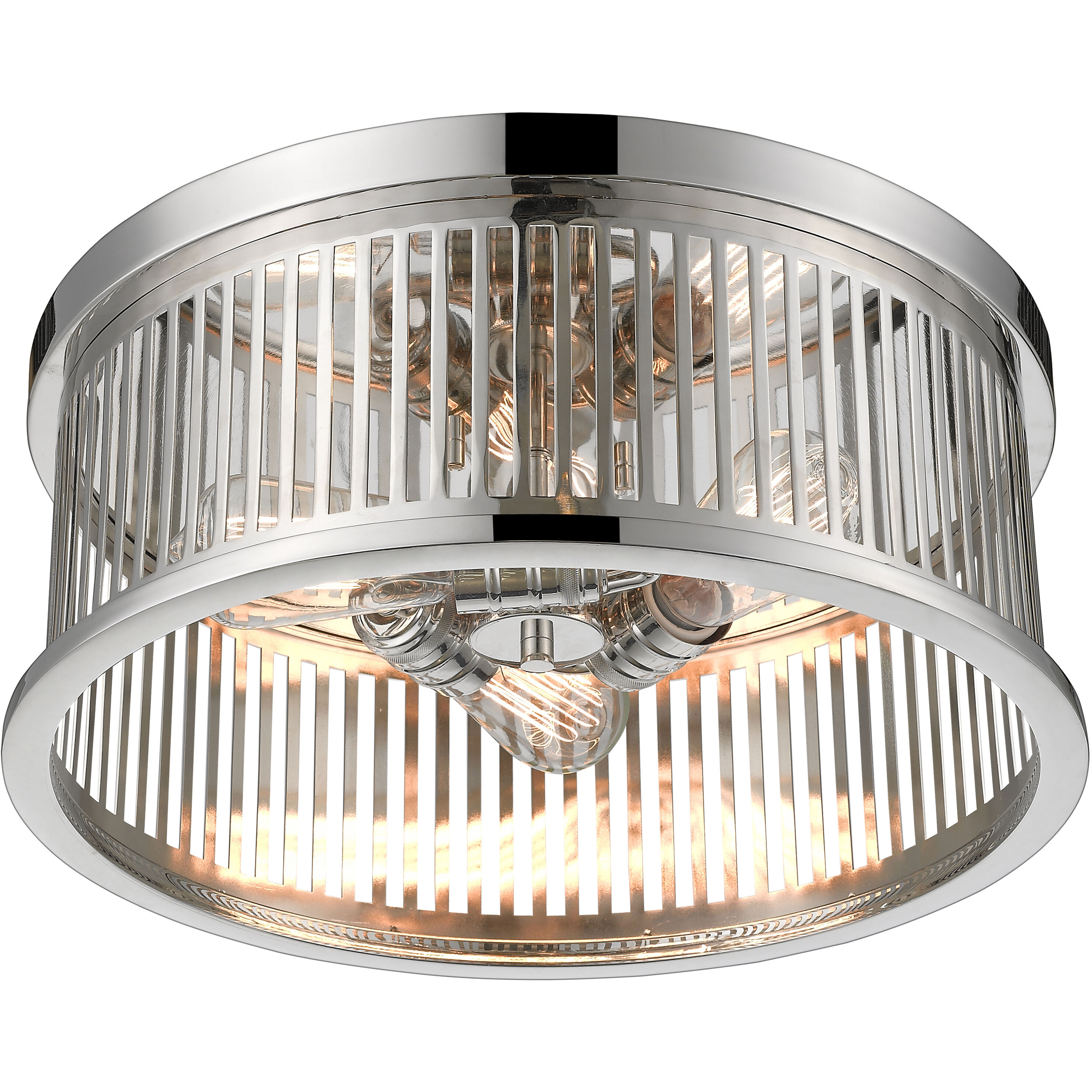 Camellia 3 Light 16 inch Polished Nickel Flush Mount Ceiling Light in Polished Nickel Steel