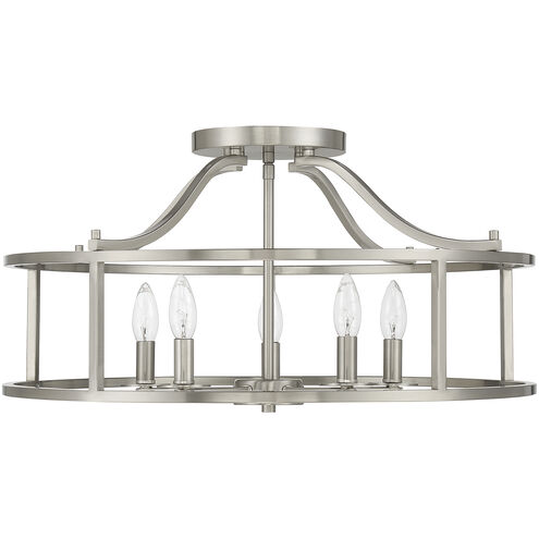 Stockton 5 Light 24 inch Satin Nickel Semi-Flush Ceiling Light, Essentials