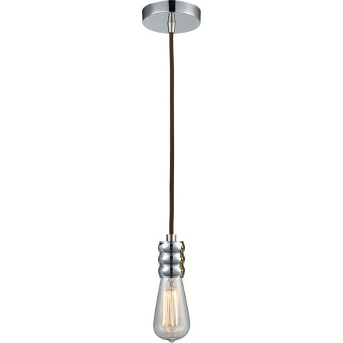 Gatsby Bare Bulb 1 Light 2 inch Polished Chrome Mini Pendant Ceiling Light in Brown, Gatsby