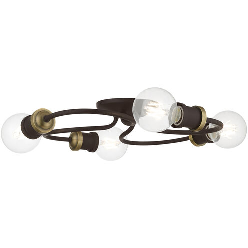 Bromley 4 Light 16 inch Bronze with Antique Brass Accents Flush Mount Ceiling Light, Large