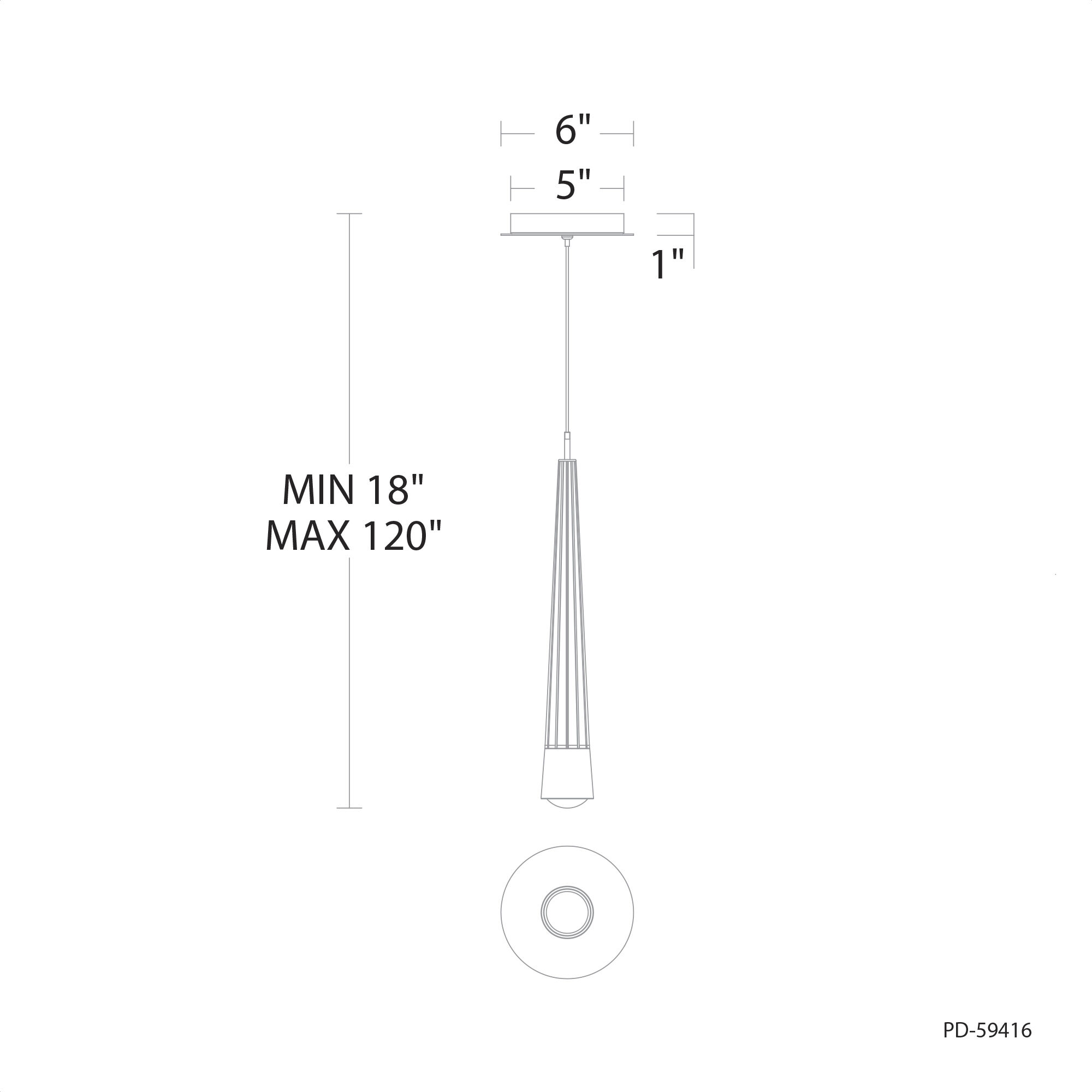 Quill LED 2.34 inch Chrome Pendant Ceiling Light in 3500K, dweLED