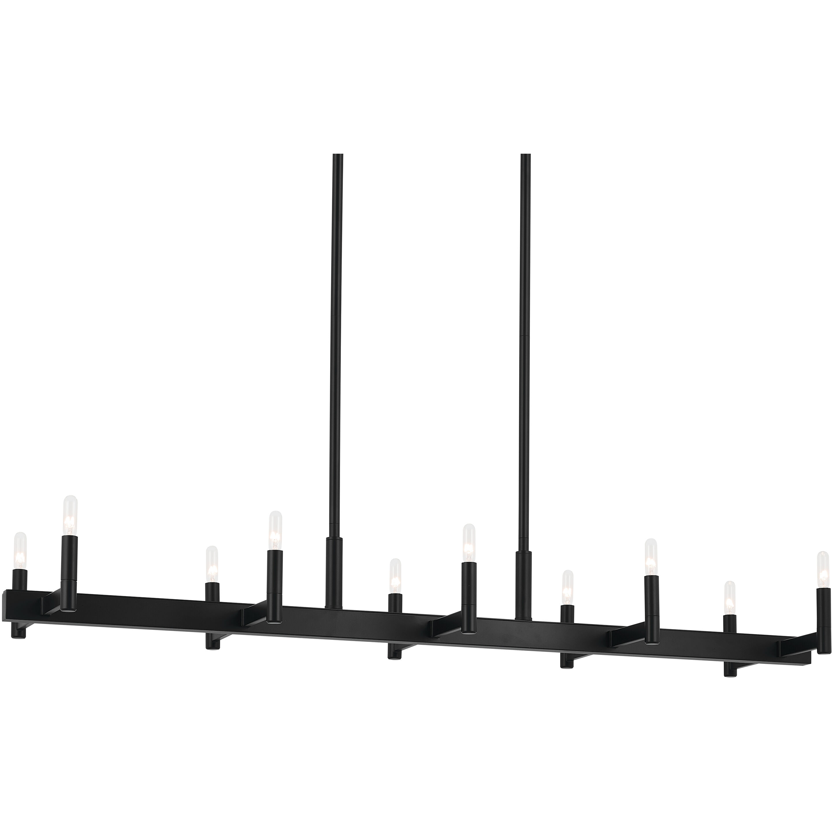 Erzo 10 Light 12.75 inch Black Chandelier Linear Ceiling Light, Single