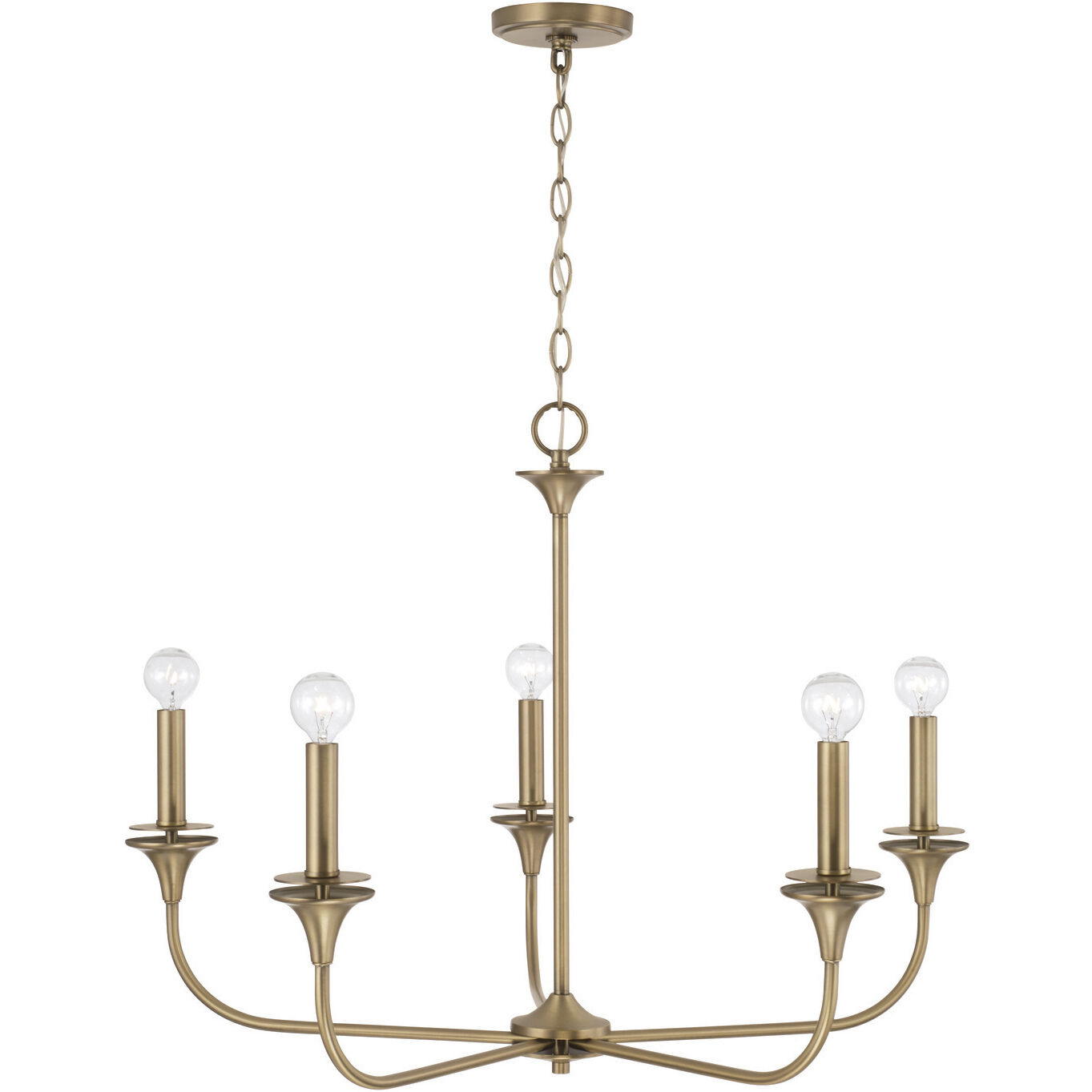 Presley 5 Light 31 inch Aged Brass Chandelier Ceiling Light