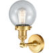 Franklin Restoration Beacon LED 6 inch Satin Gold Sconce Wall Light in Seedy Glass, Franklin Restoration