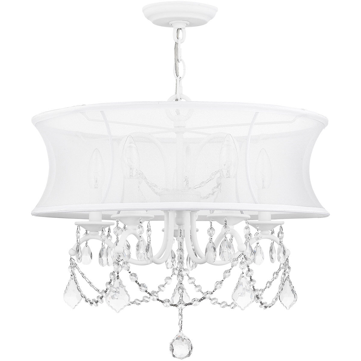Newcastle 5 Light 20 inch White Chandelier Ceiling Light