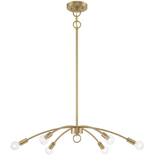 Stella 6 Light 27 inch Natural Brass Chandelier Ceiling Light